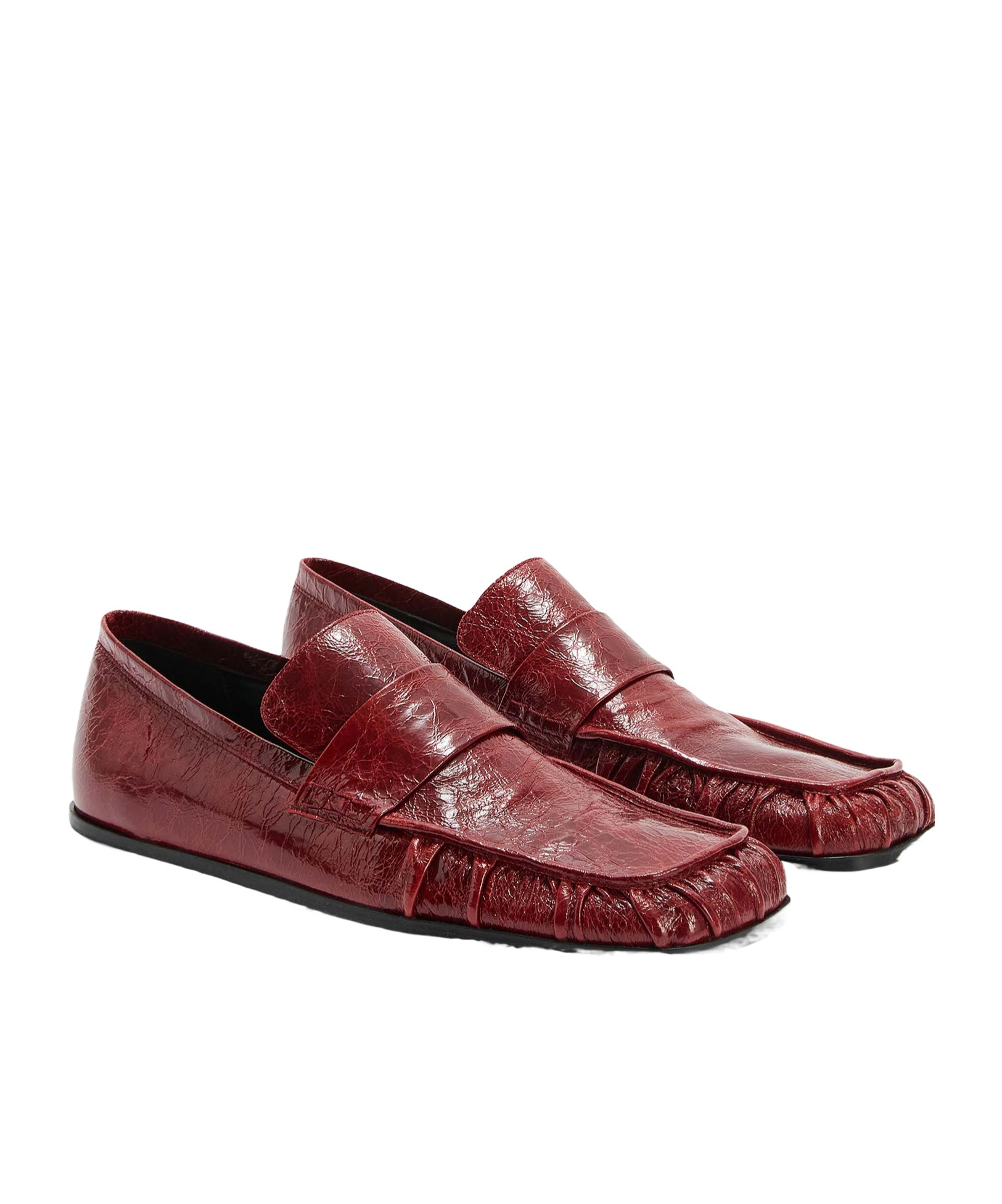 Jil Sander Leather Loafers In Dark Cherry