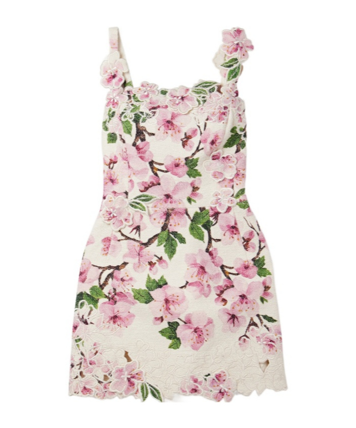 Oscar De La Renta Floral Print Mini Dress In Multi