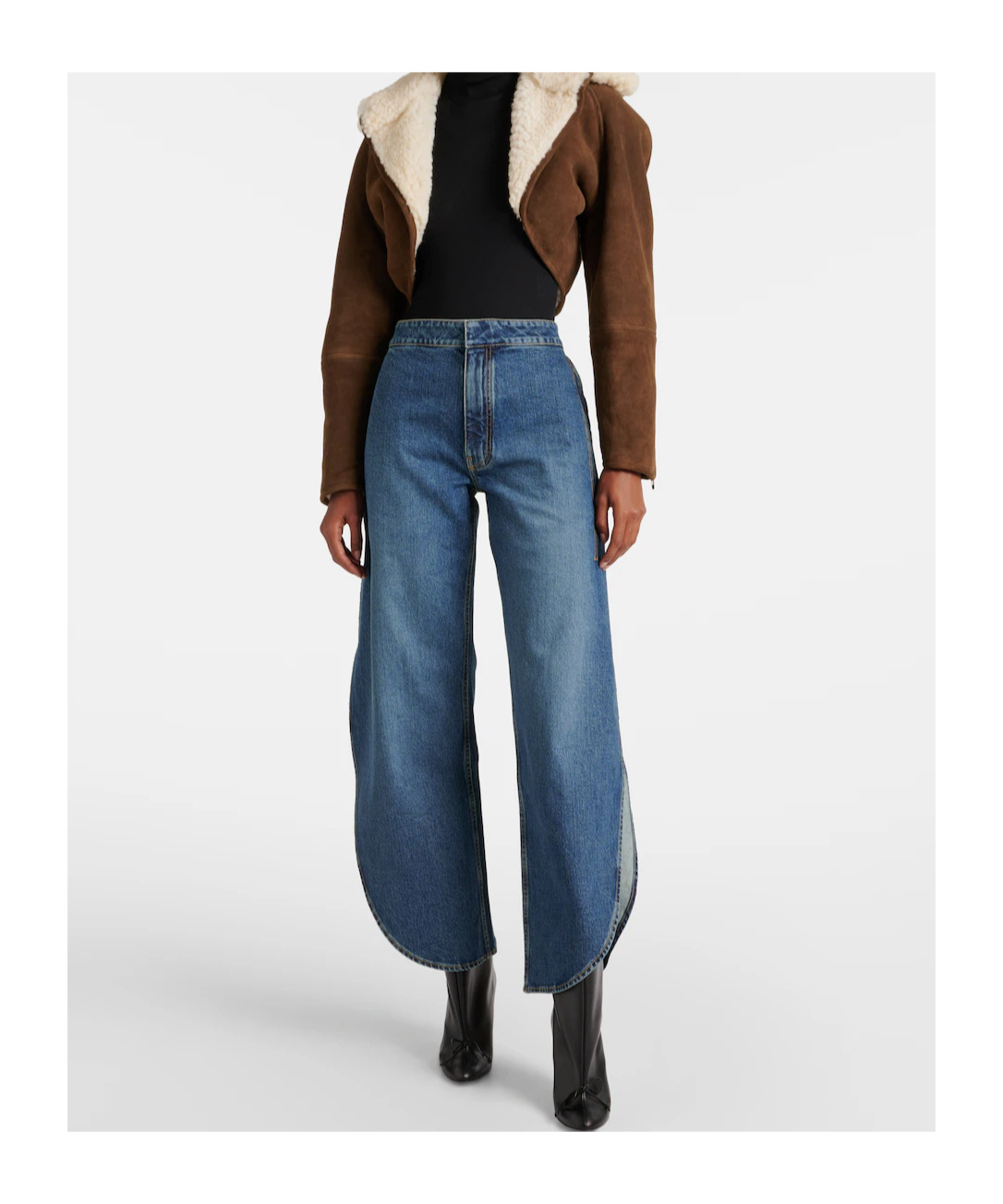Alaïa Wool Trim Leather Jacket In Brown