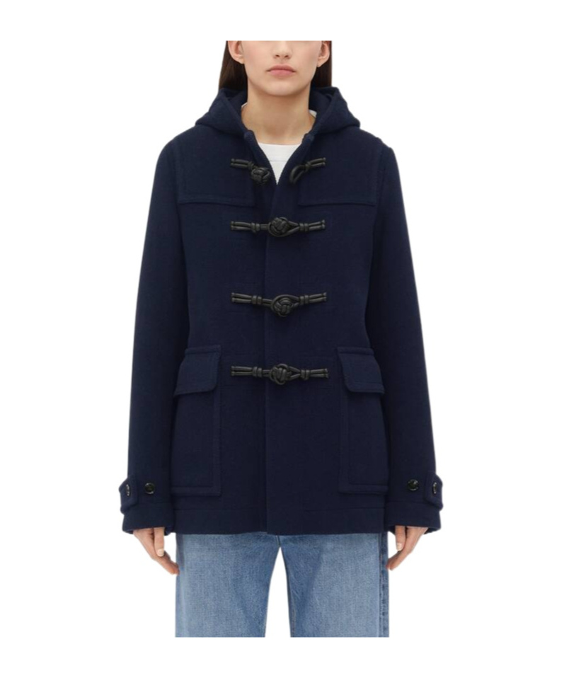 Bottega Veneta Hooded Duffle Coat In Black