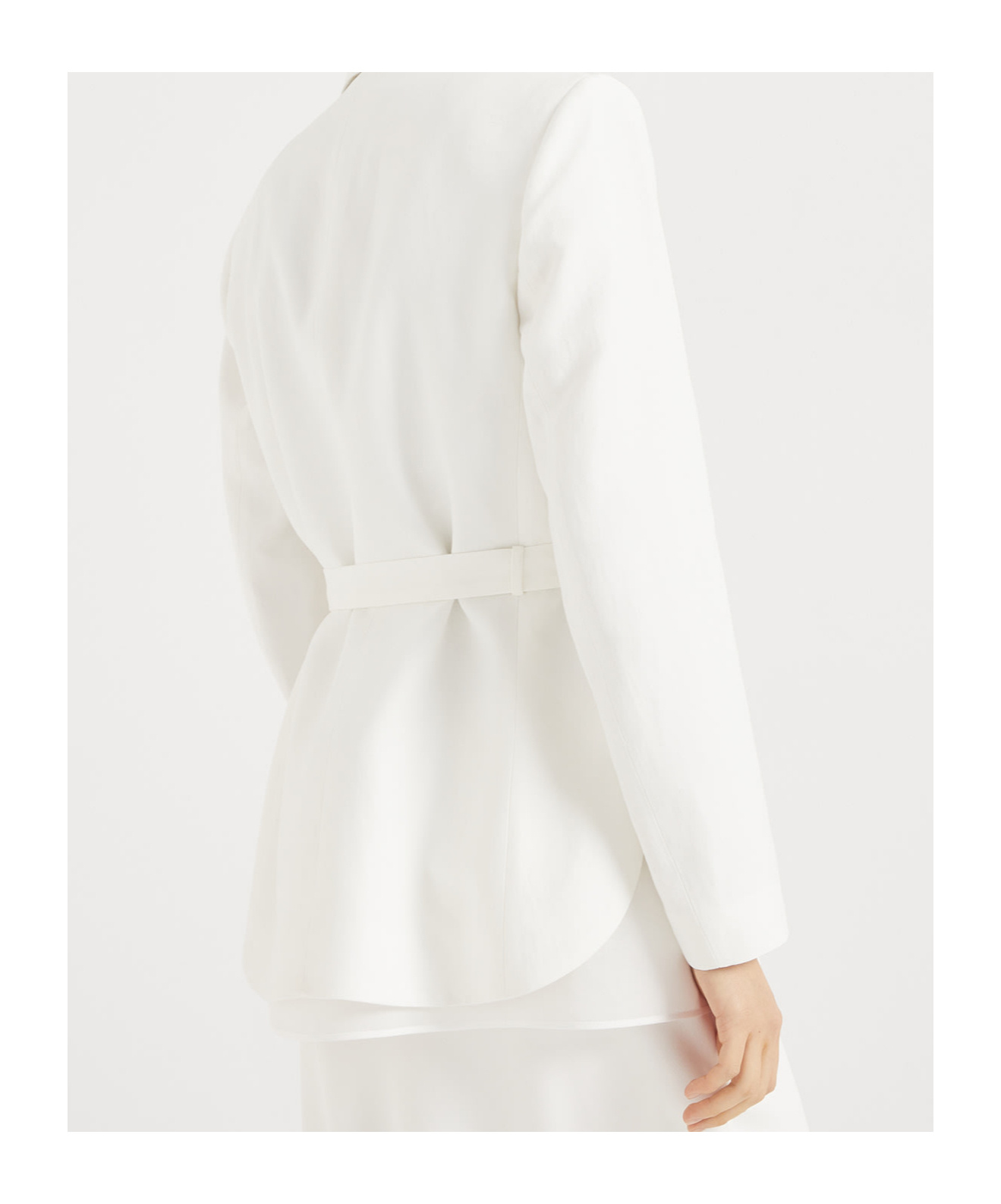 Brunello Cucinelli Women Linen Jacket With Belt And Precious Details In White