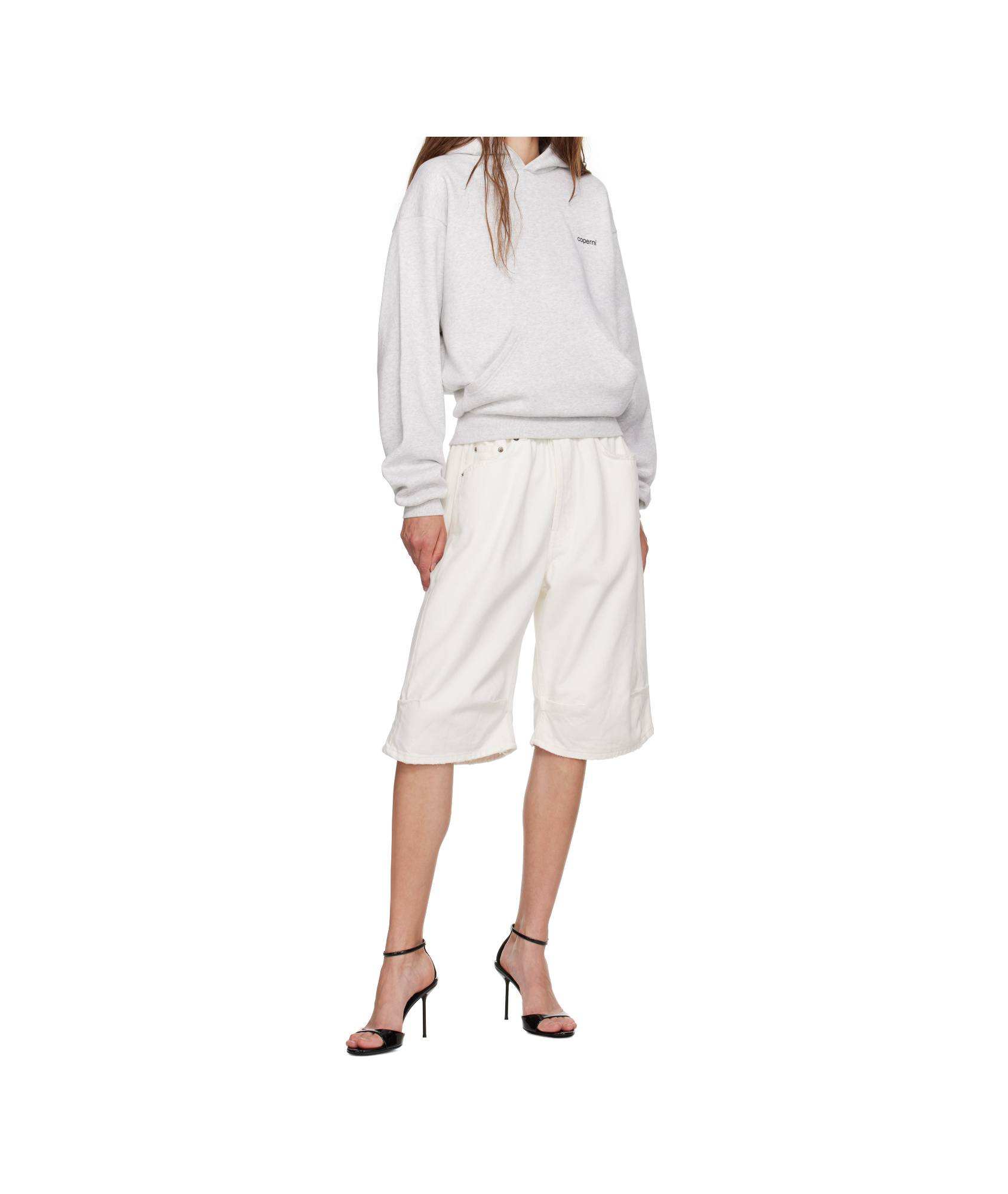 Coperni Sculpted Horn Detail Relaxed Hoodie In White