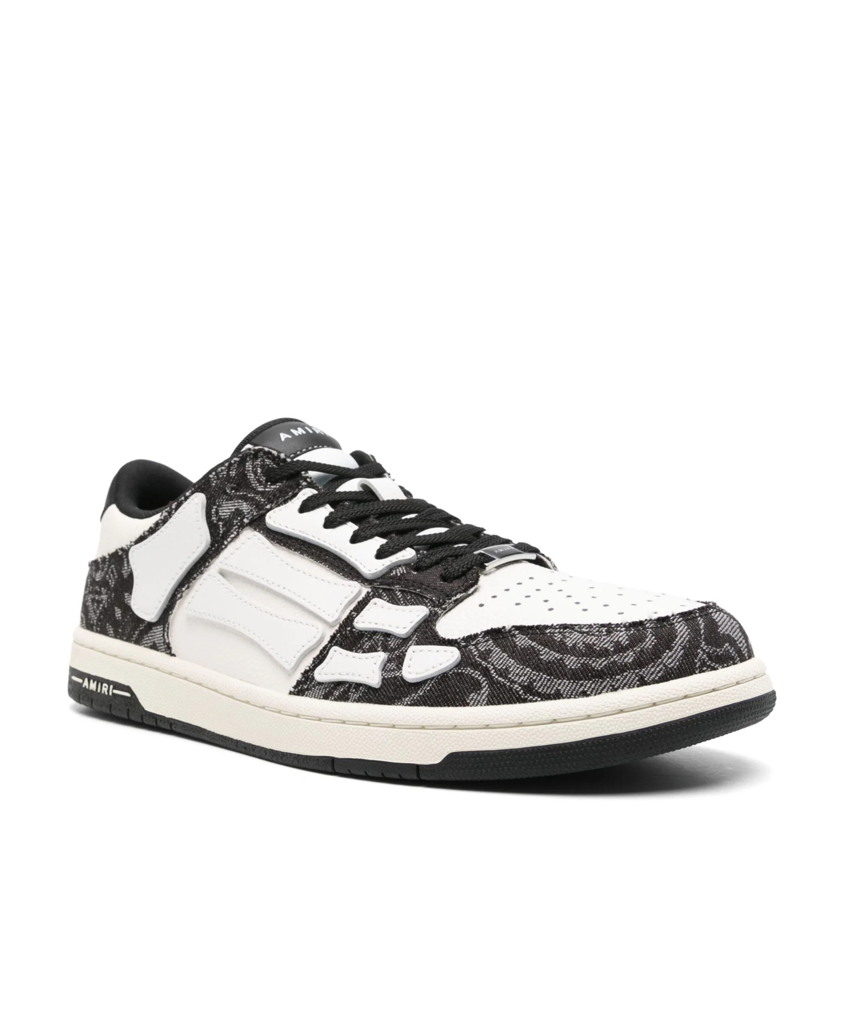 Amiri Multicolor Leather And Fabric Bandana Denim Skel Sneakers In White