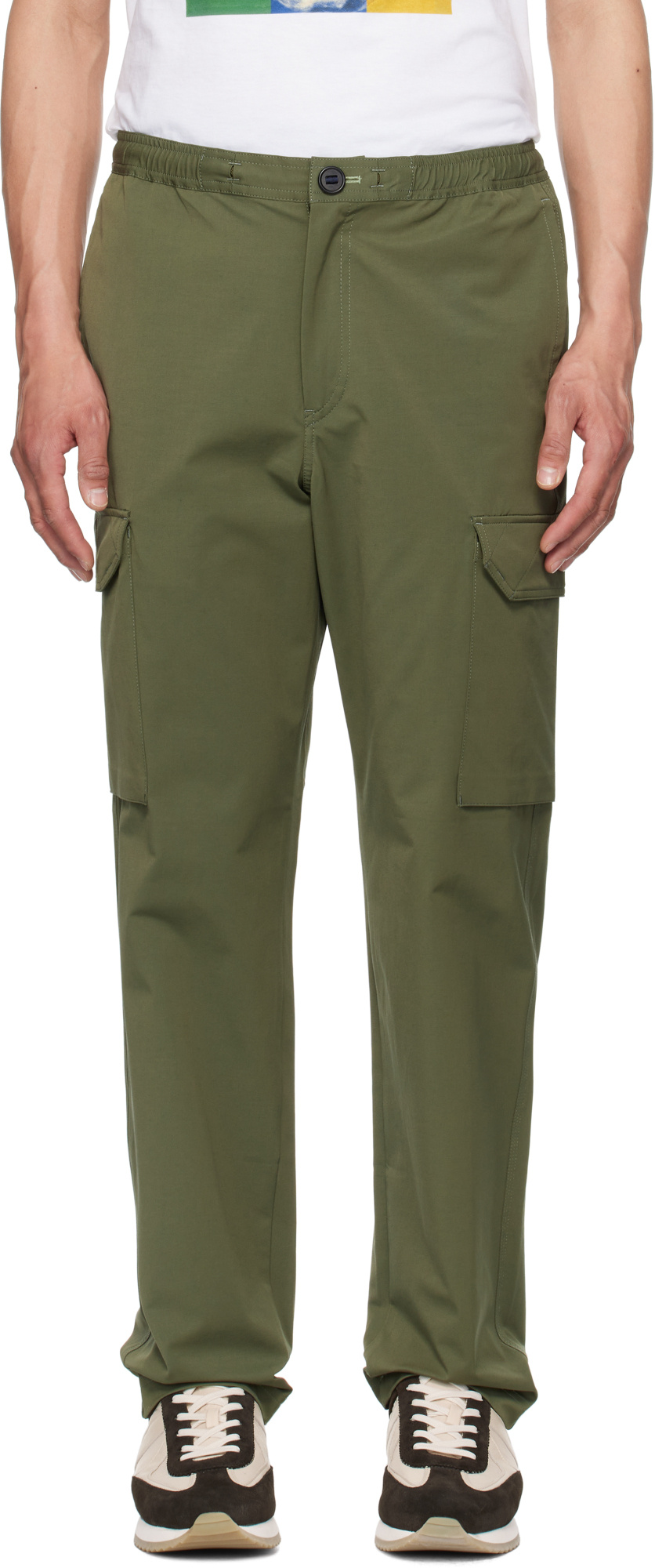 Ps By Paul Smith Khaki Button Pocket Cargo Pants In Green