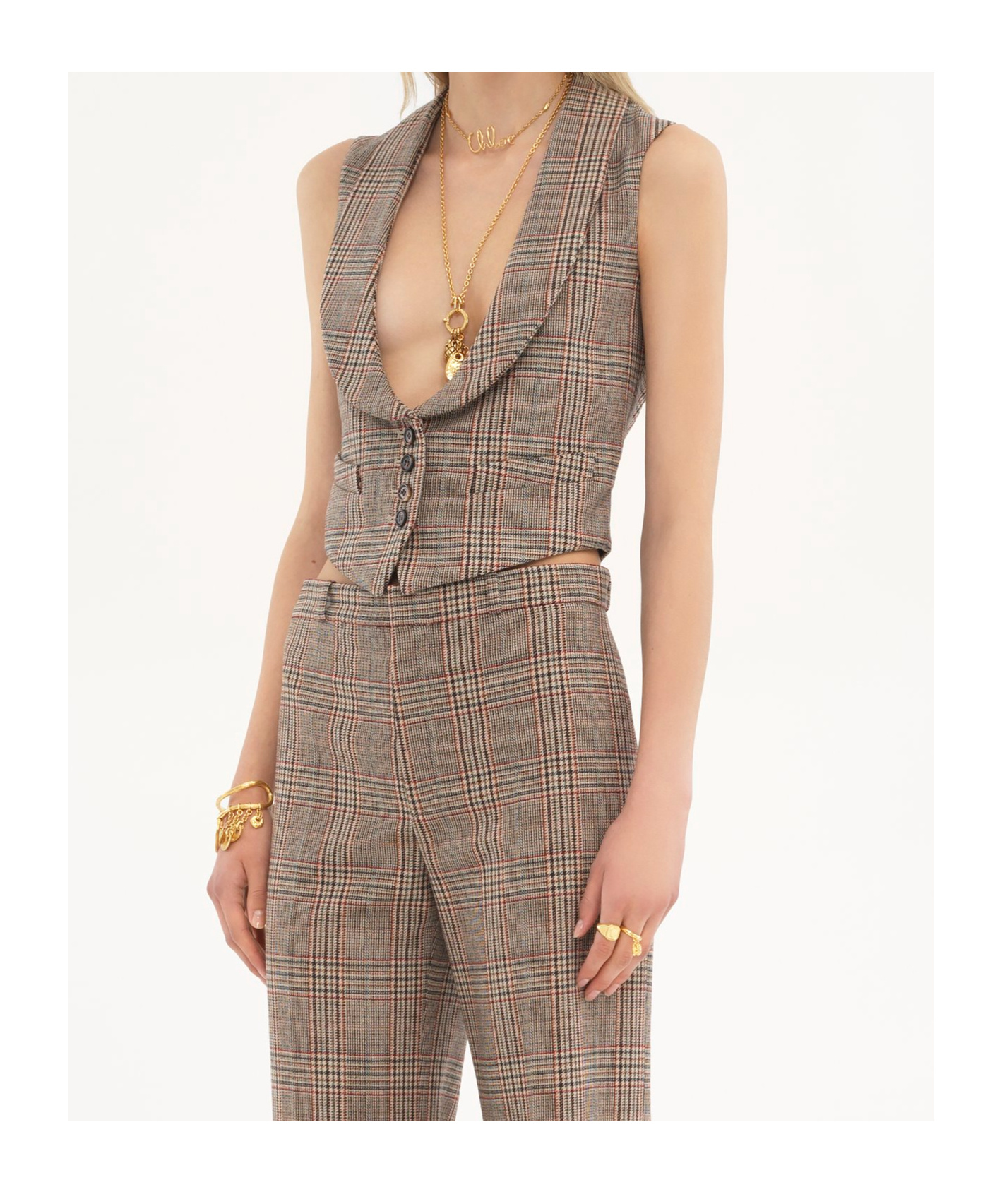 Chloé Sleeveless Wool Vest In Brown