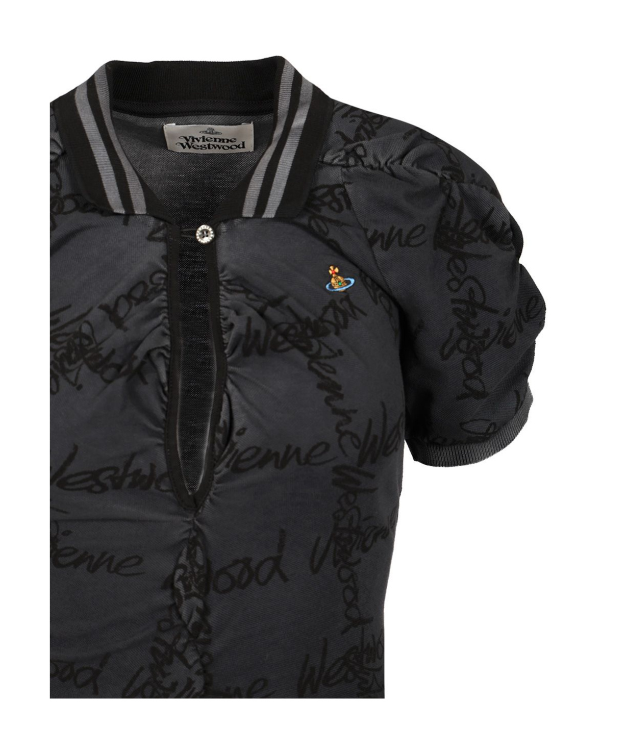 Vivienne Westwood Pulling Dress Print Organic Piquet Grey-overdye-vw-grid L Women In Black