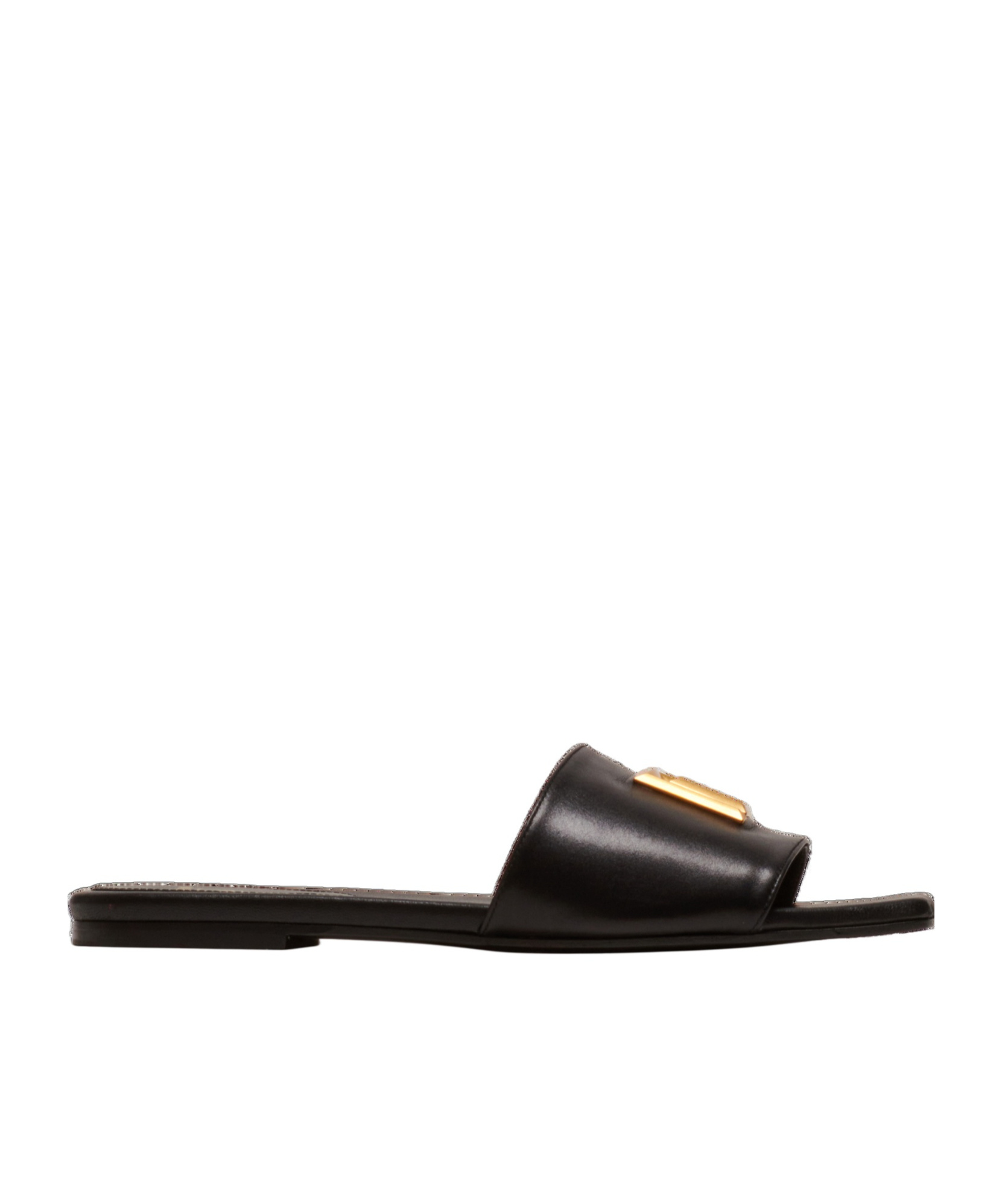 Balmain Dafne Logo-plaque Leather Slides In Black