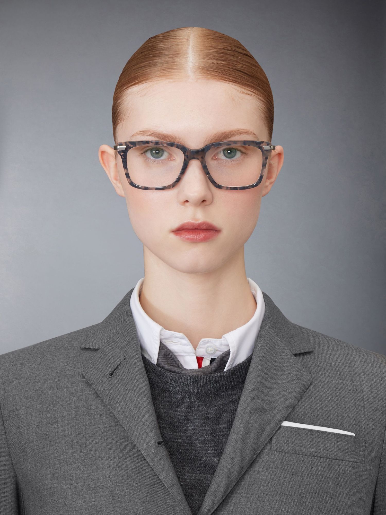 Thom Browne Marbled Square-frame Glasses In Black