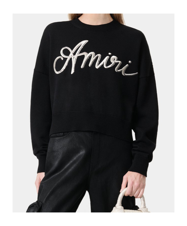 Amiri Round Neck Sweater In Black