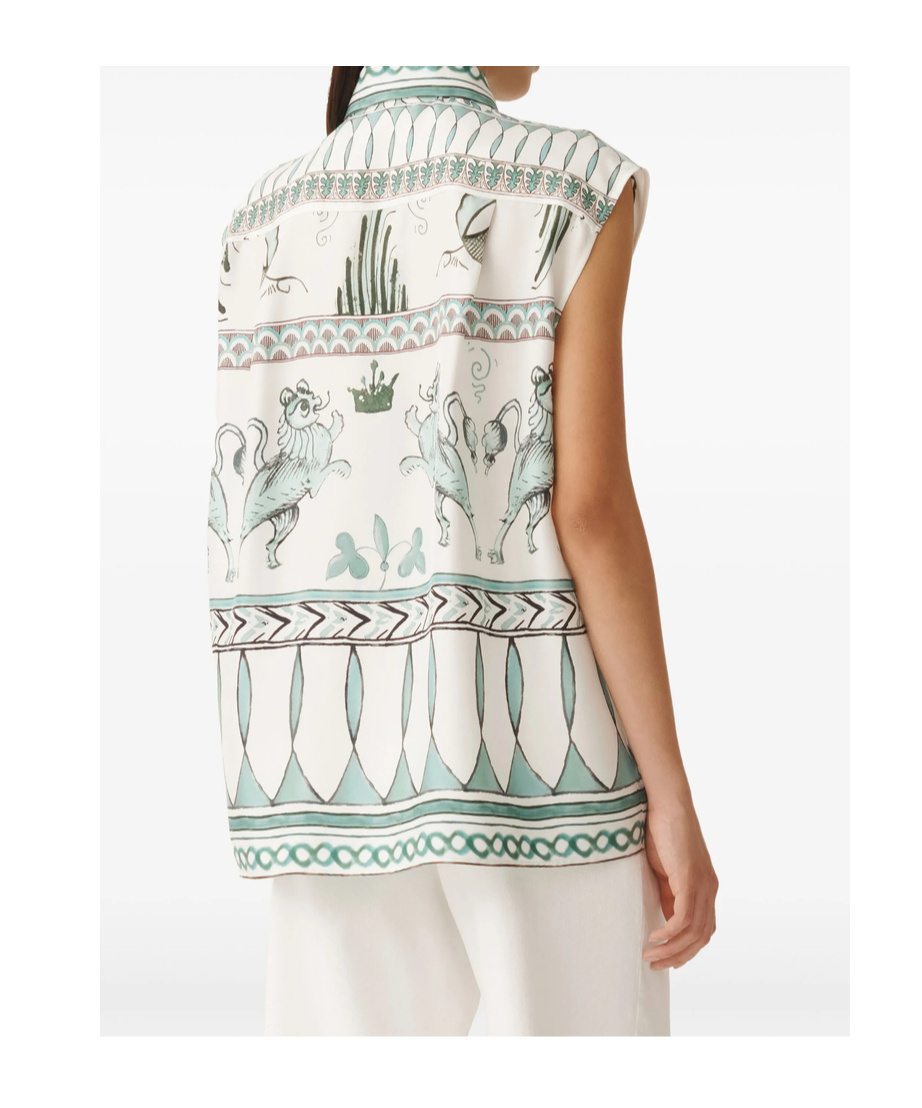Fabiana Filippi Loose Fit Sleeveless Silk Twill Shirt In White