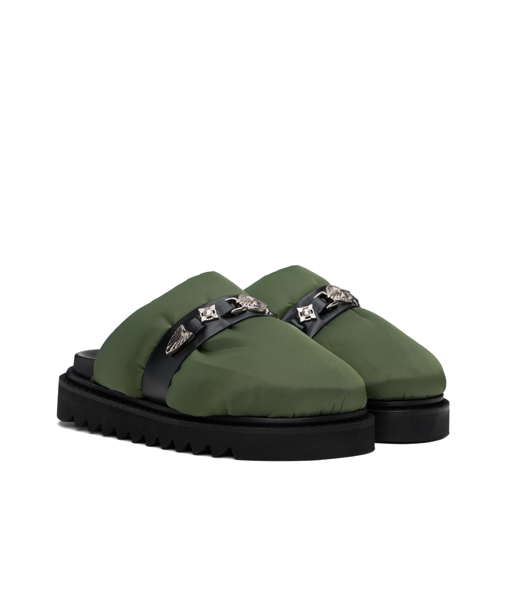 Toga Virilis Round Toe Slippers In Green