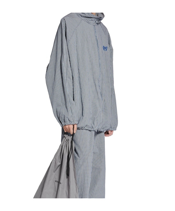 Balenciaga Men's Zip-up Jacket In Beige/blue In Gray