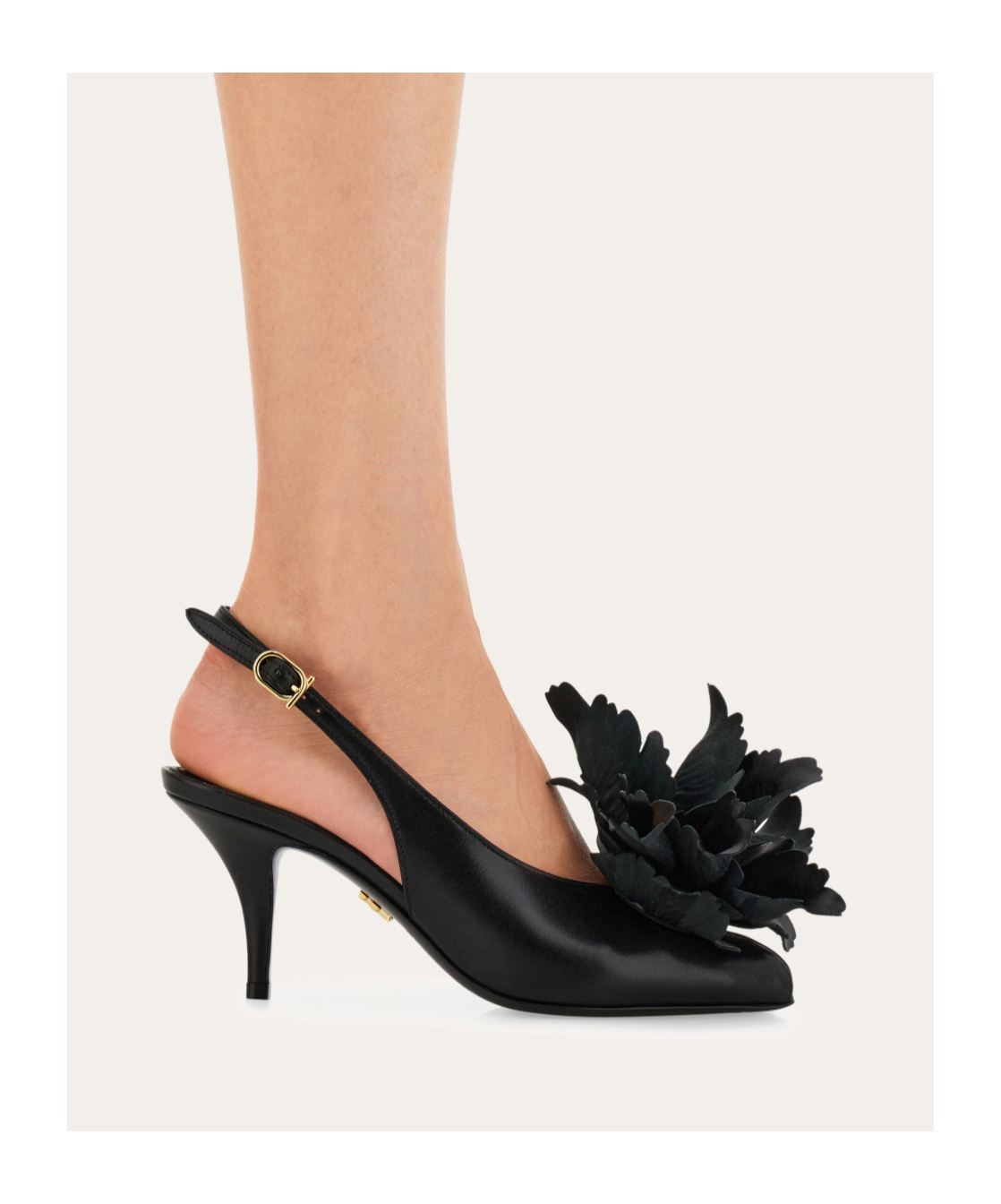 Ferragamo 70mm Flower-embellished Slingback Pumps In Black