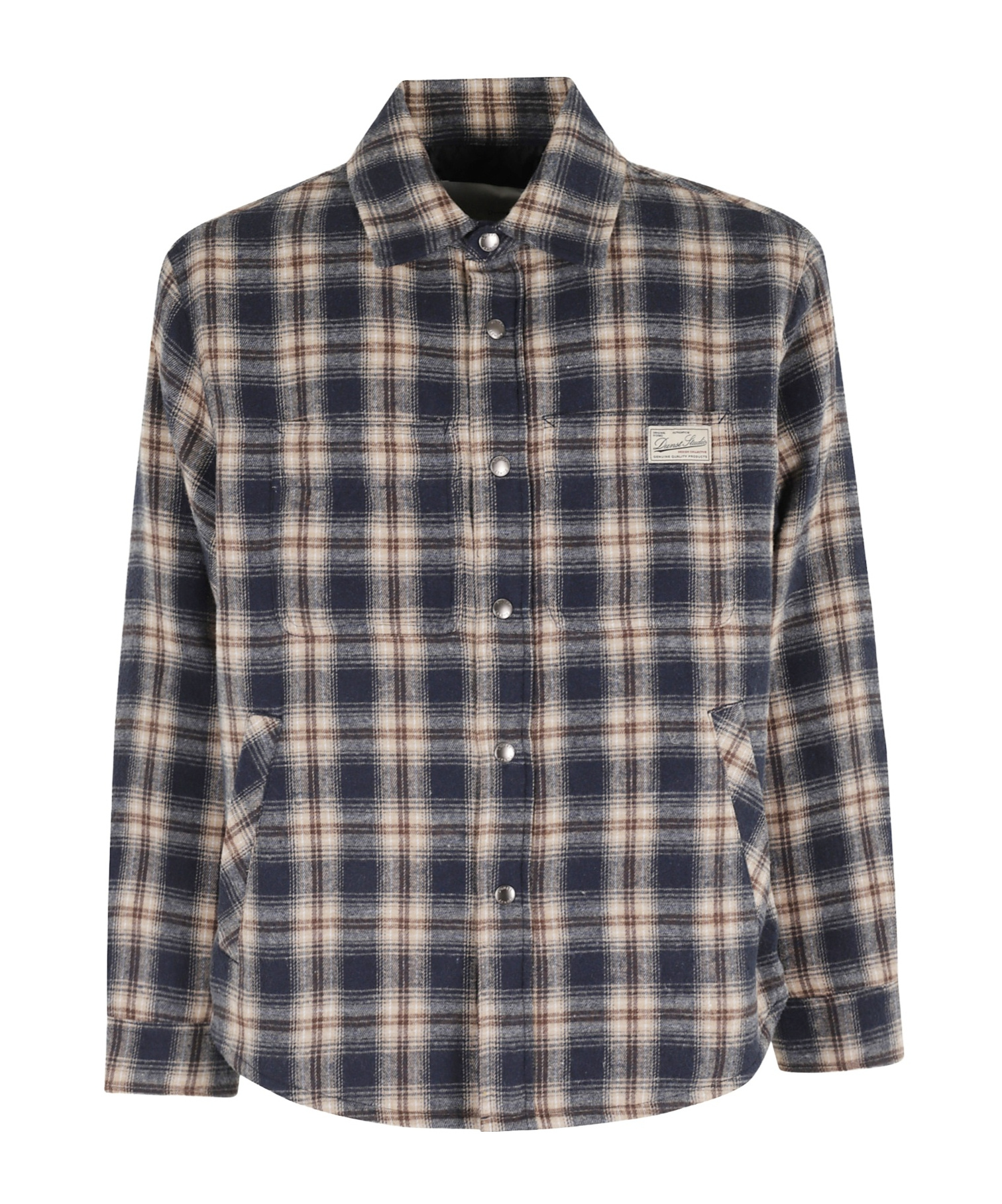 Dunst Unisex Quilted Check Flannel Shirt In Black