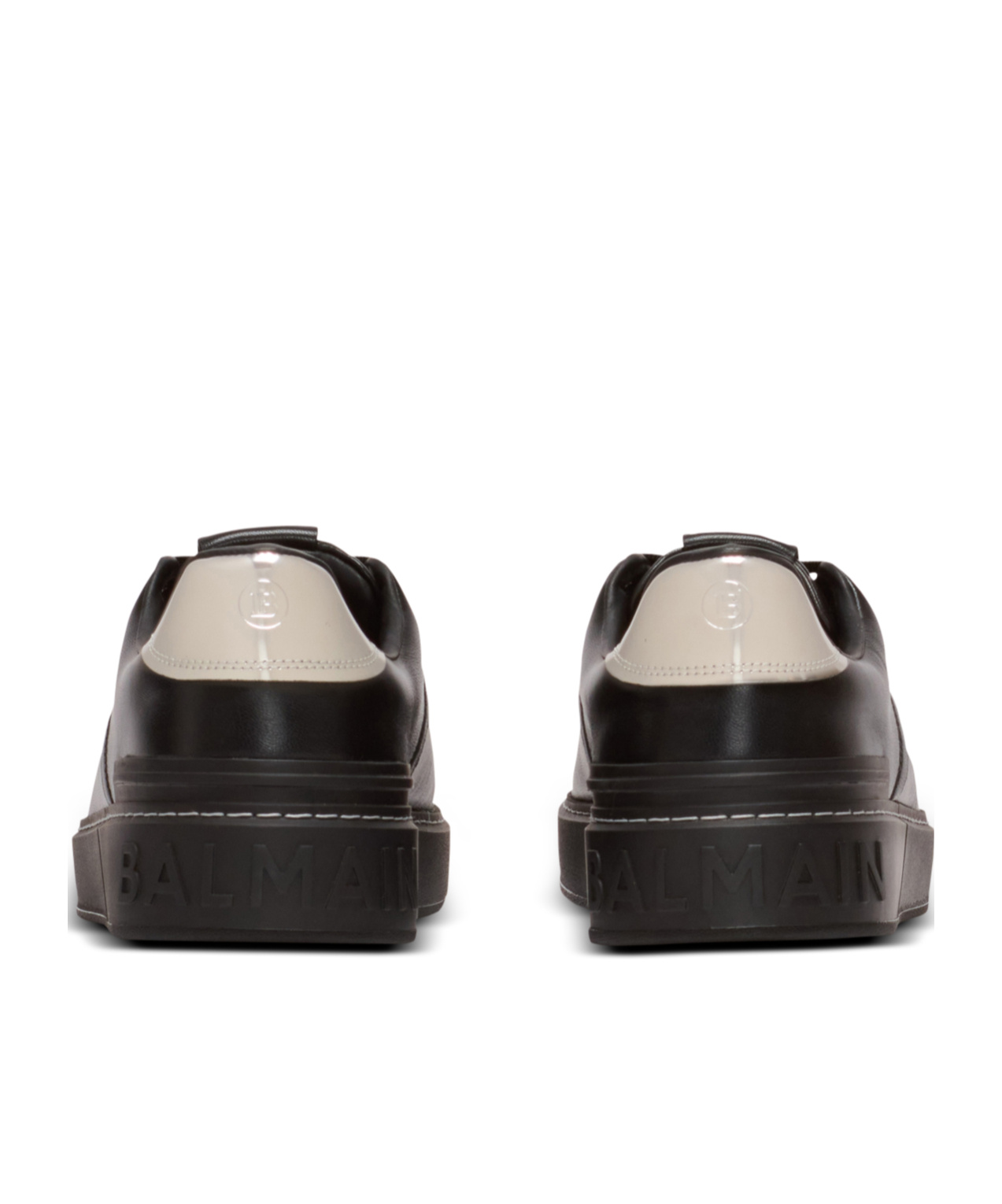 Balmain Low-top Round Toe Sneakers With Rubber Sole In Black