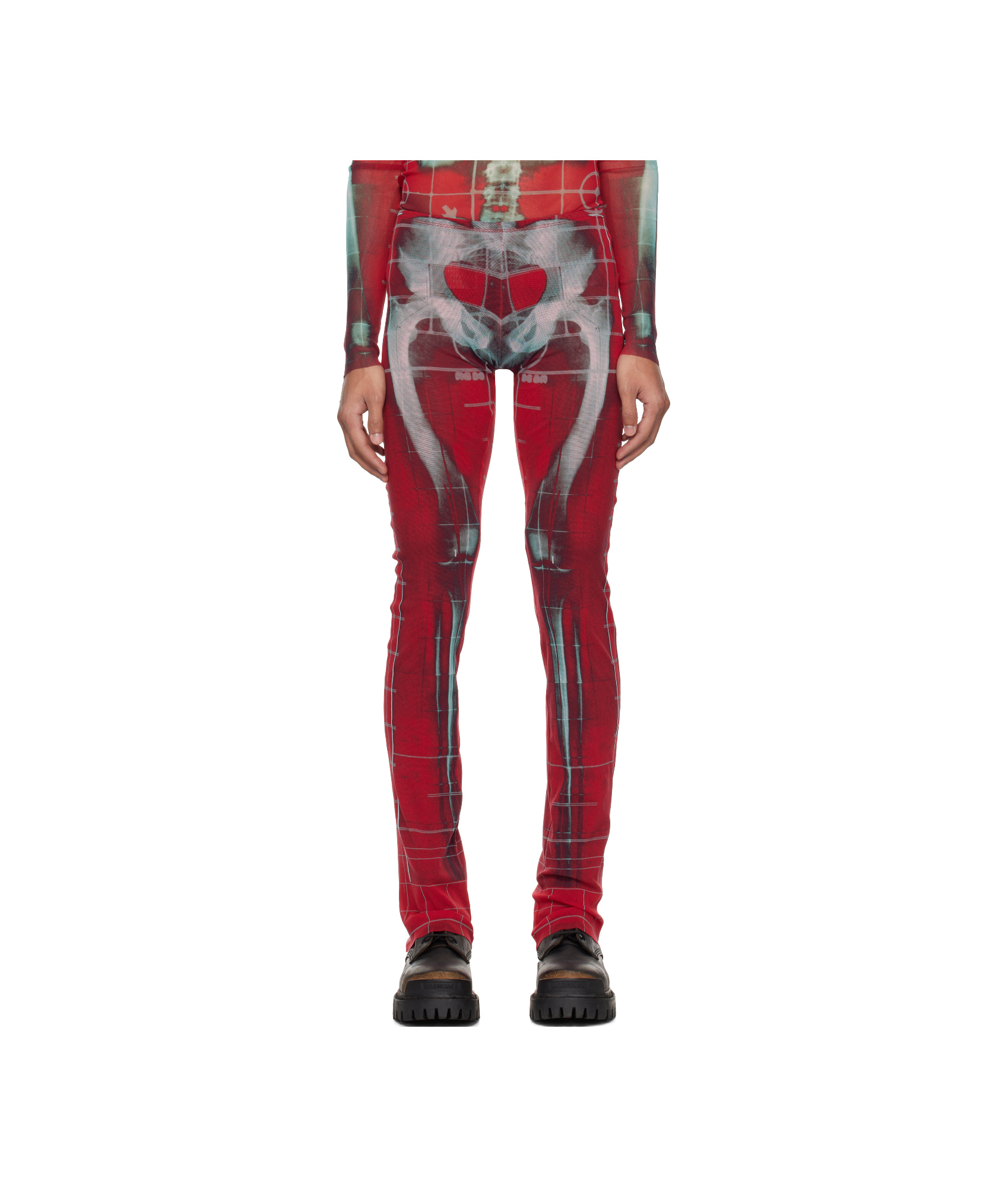 Jean Paul Gaultier Exclusive Red Blue Printed Squeletor Trousers In Red
