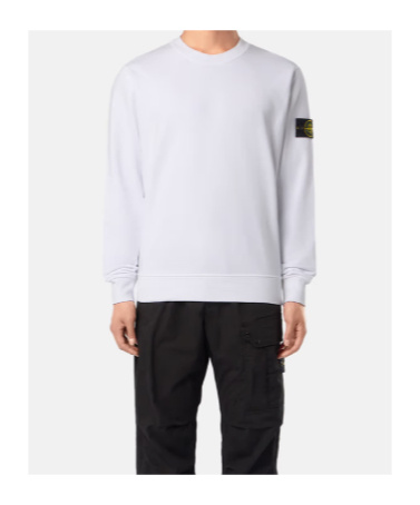 Stone Island Regular-fit Crewneck Sweatshirt With Elasticated Cuffs In White