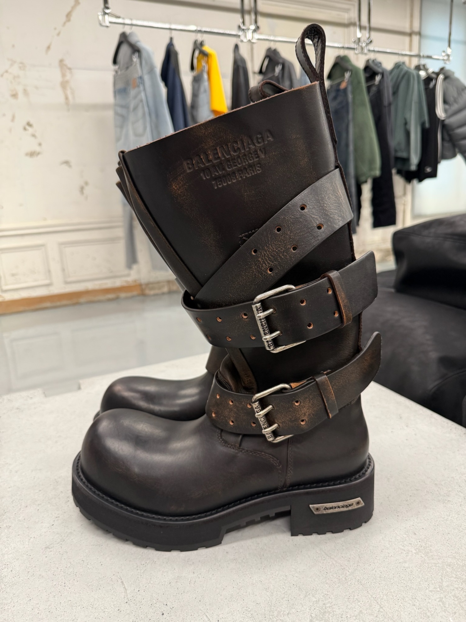Balenciaga Venom Leather Boots In Black