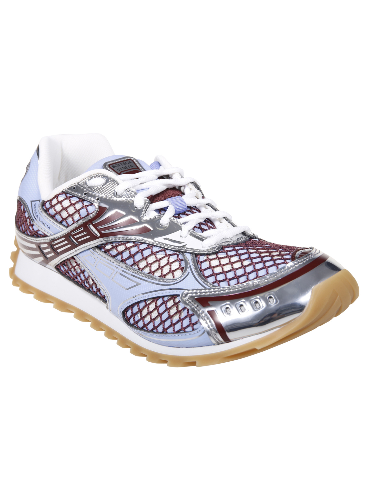 Bottega Veneta Men Orbit Leather And Mesh Sneakers In Blue