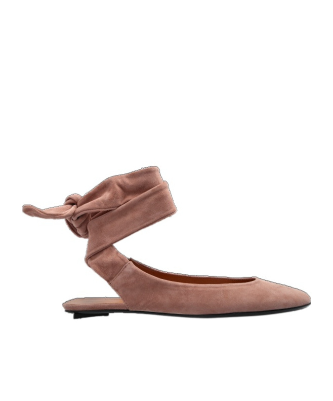Attico Cloe Wraparound Leather Ballet Flats In Brown