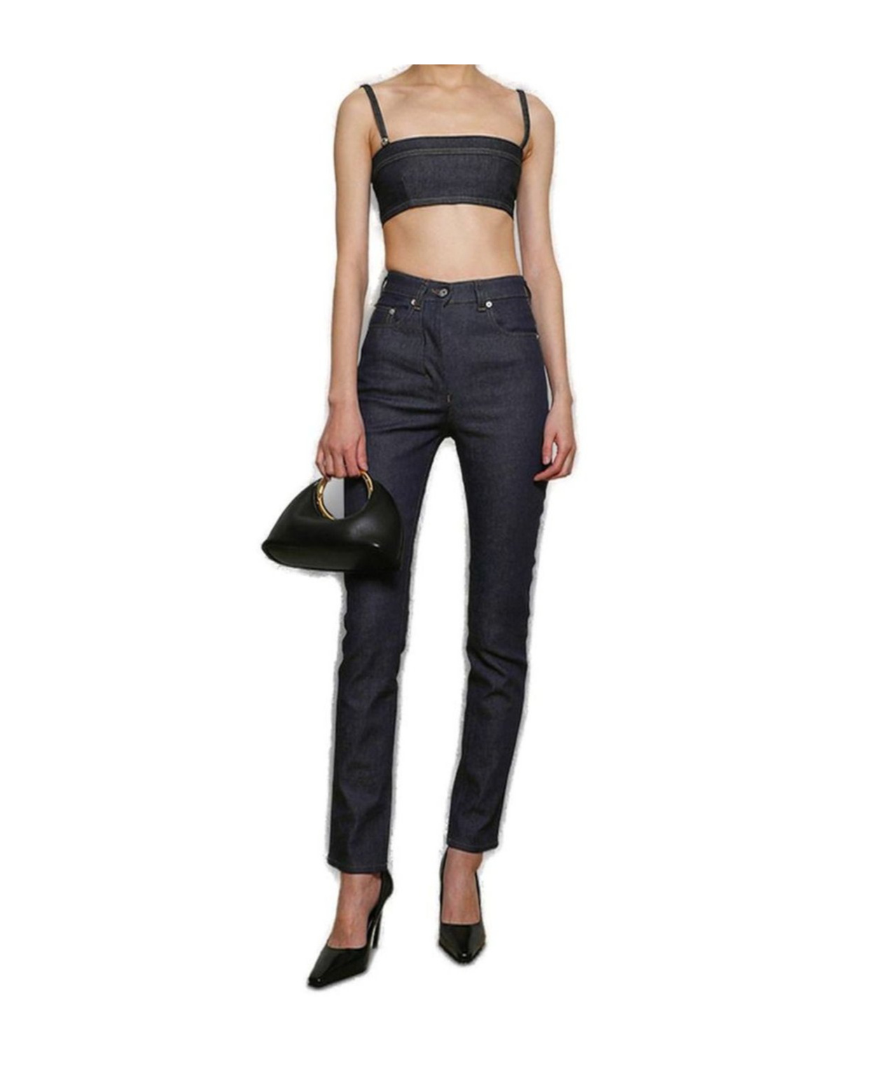 Jacquemus Le Bandeau Bisou De Nimes Cropped Top In Black