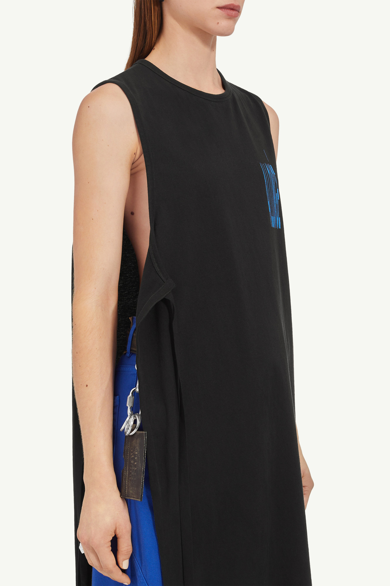 Mm6 Maison Margiela Cotton Long Tank Top In Black