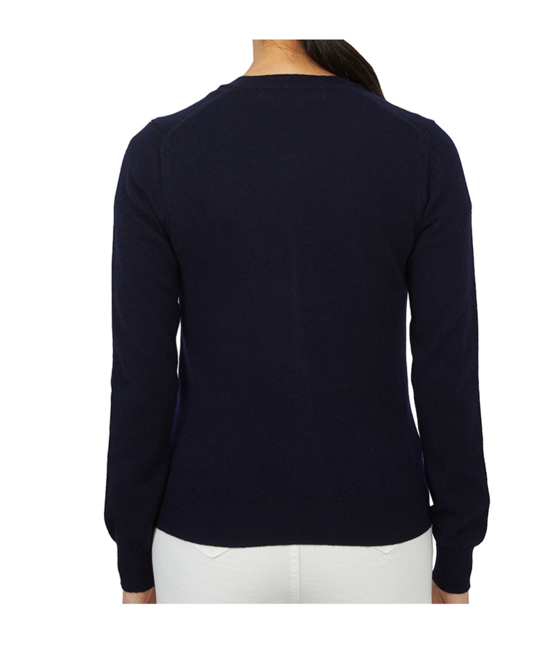 Comme Des Garçons Play Ladies Navy Long Sleeve Logo Cardigan In Blue