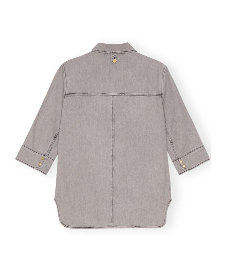 Ganni Gray Oversized Future Denim Shirt In Gray