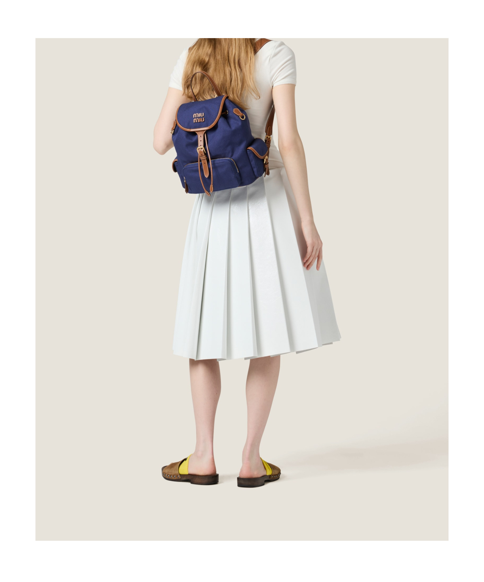 MIU MIU CANVAS AND LEATHER BACKPACK