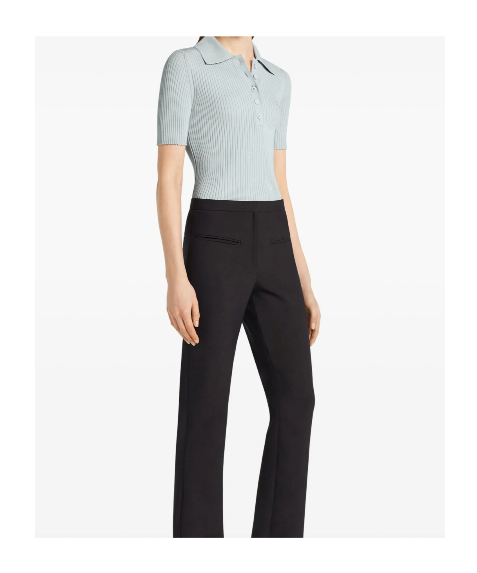 Courrèges Signature Rib Knit Polo Clothing In Blue