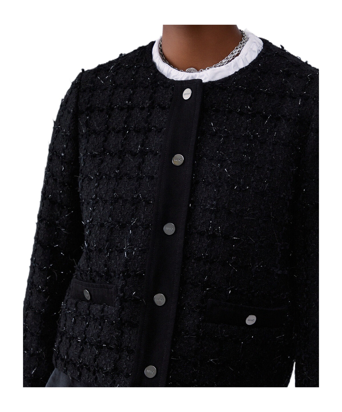 Liu •jo Bouclé Jacket In Black