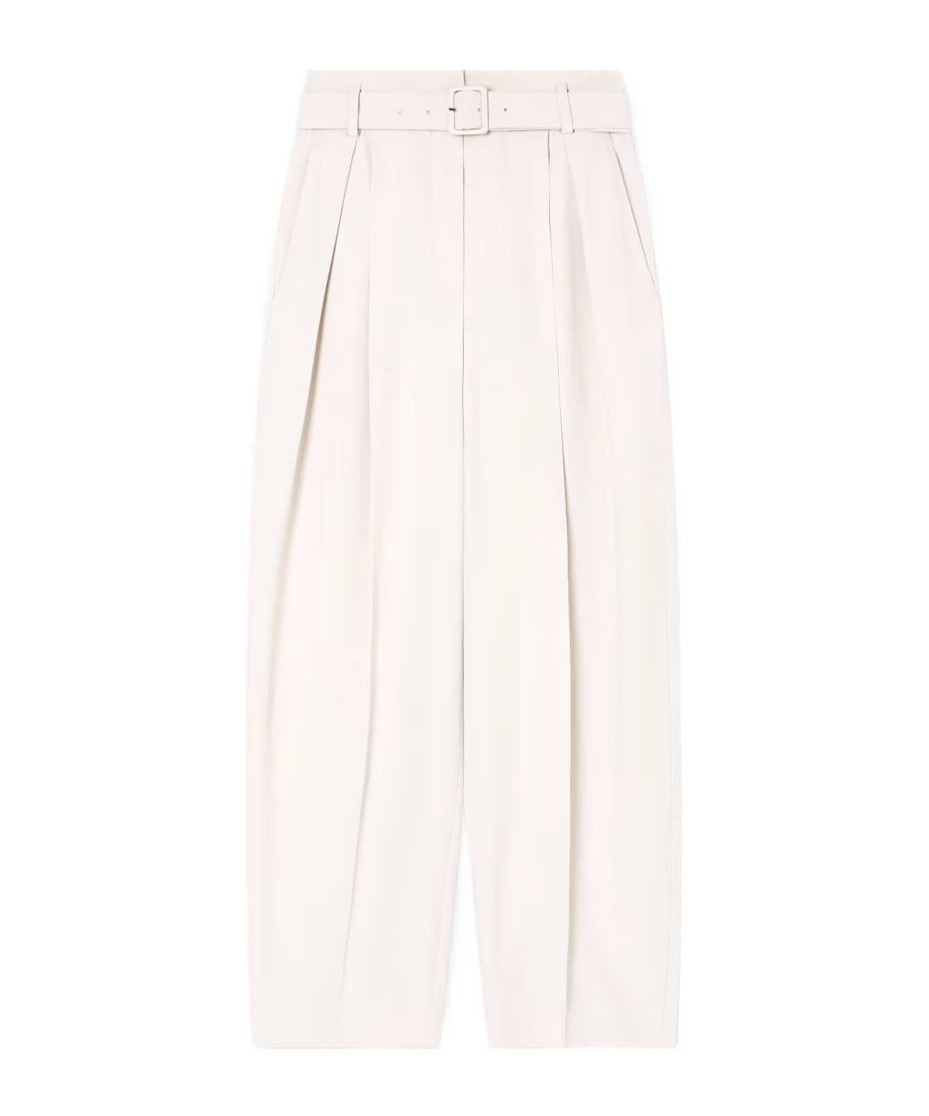 Emporio Armani Envers Satin Trousers With Pleats And Belt In White