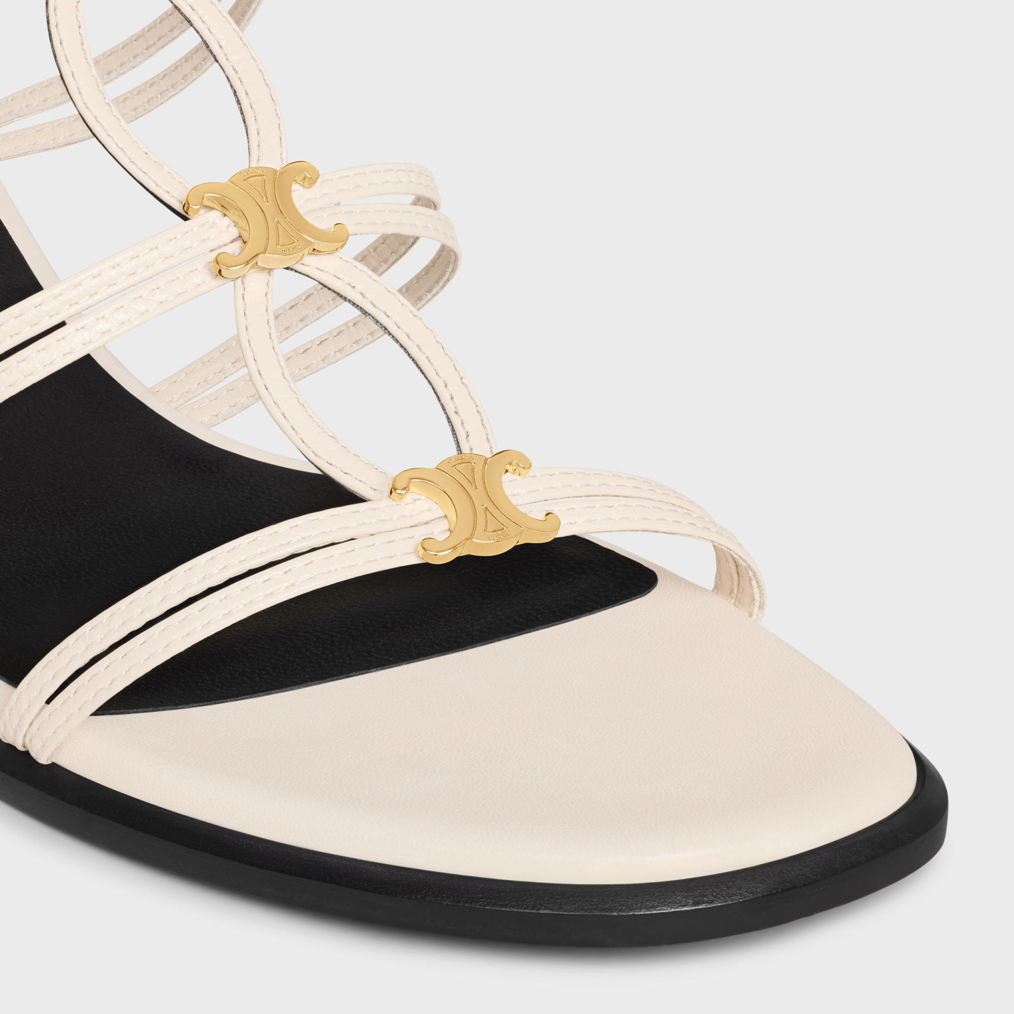 Celine Multi Triomphe High-heeled Sandals In White