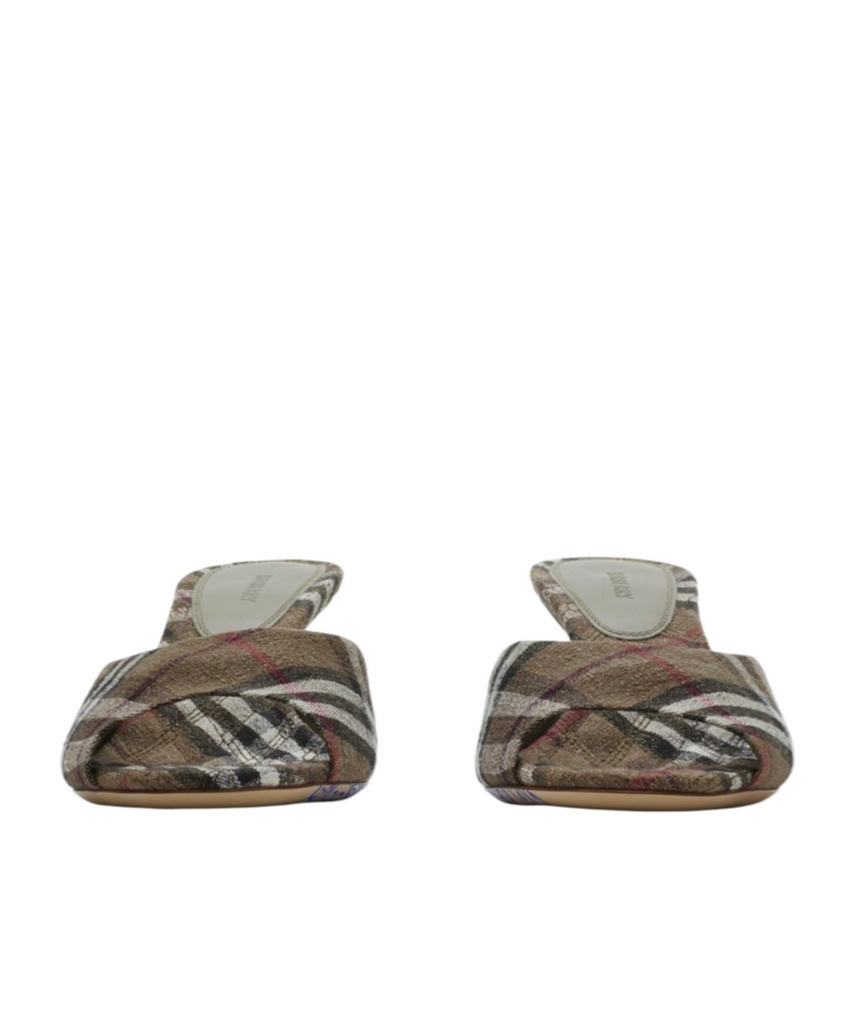 Shop Burberry 65mm Mews Mules In Green