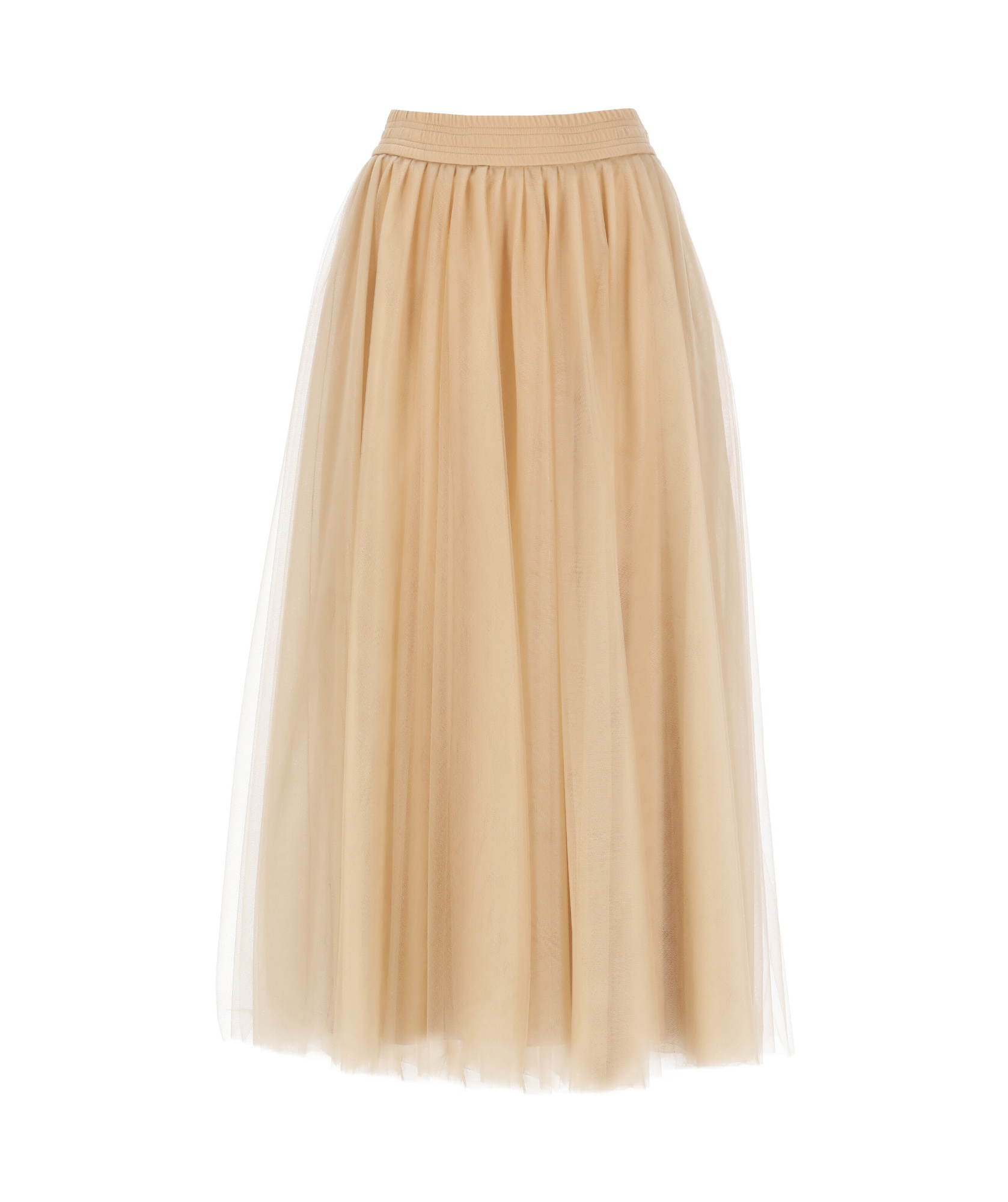 Fabiana Filippi Tulle Longuette Skirt With Flowing Layers In Neutral