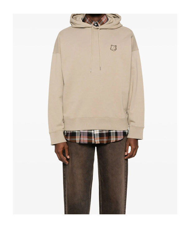 Maison Kitsuné Drawstring Fox-motif Hoodie In Brown