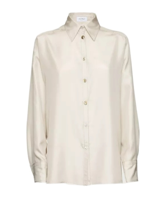 Ferragamo Technical Silk Shirt In White