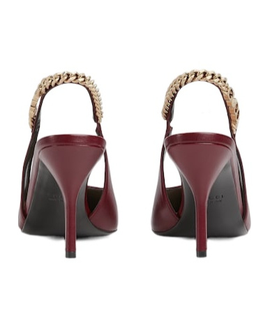 Gucci Signoria 105 Patent Leather Slingback Pumps In Brown