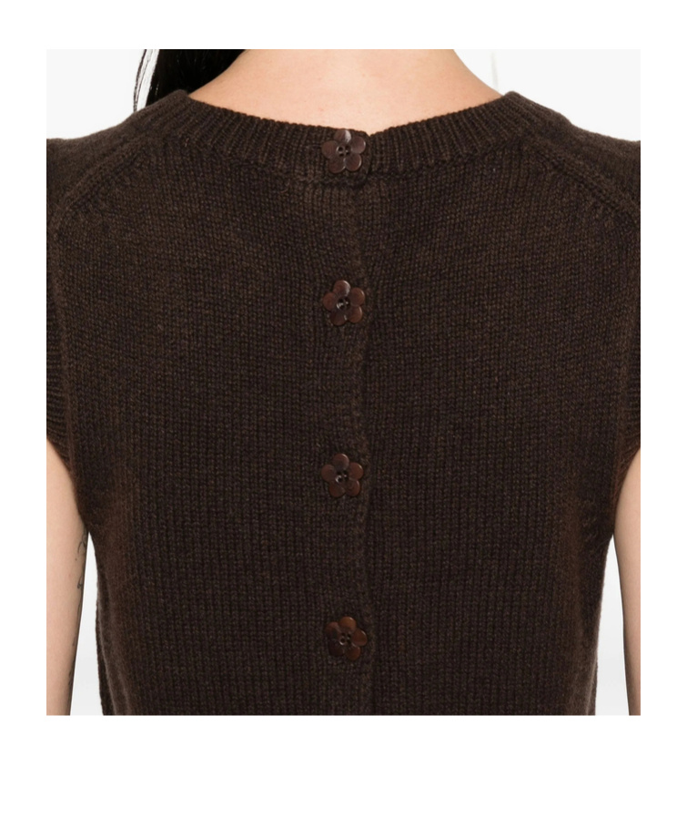 Cecilie Bahnsen Wool Cashmere Sleeveless Knitted Vest In Brown