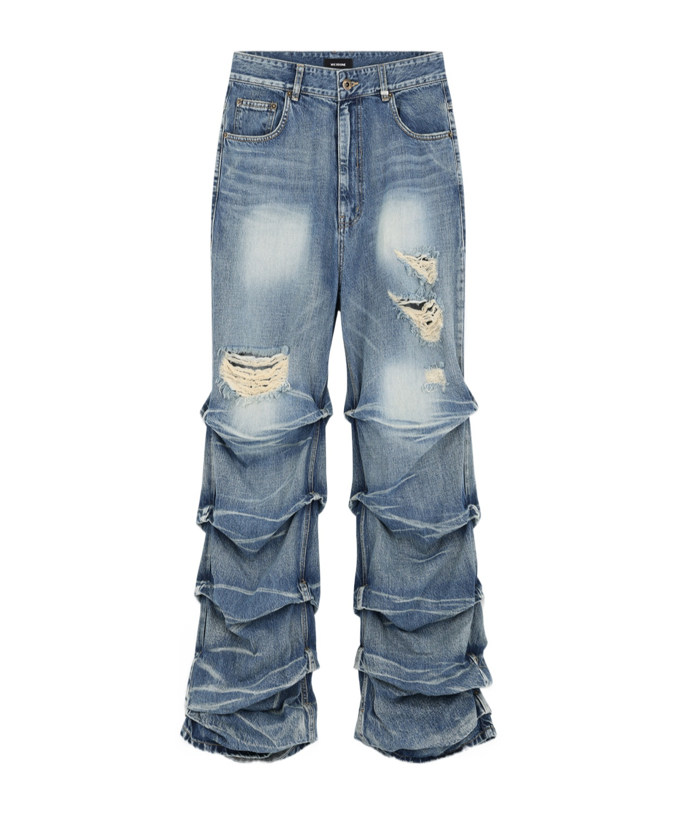 We11 Done Denim Trousers With Belt Loops In Gray