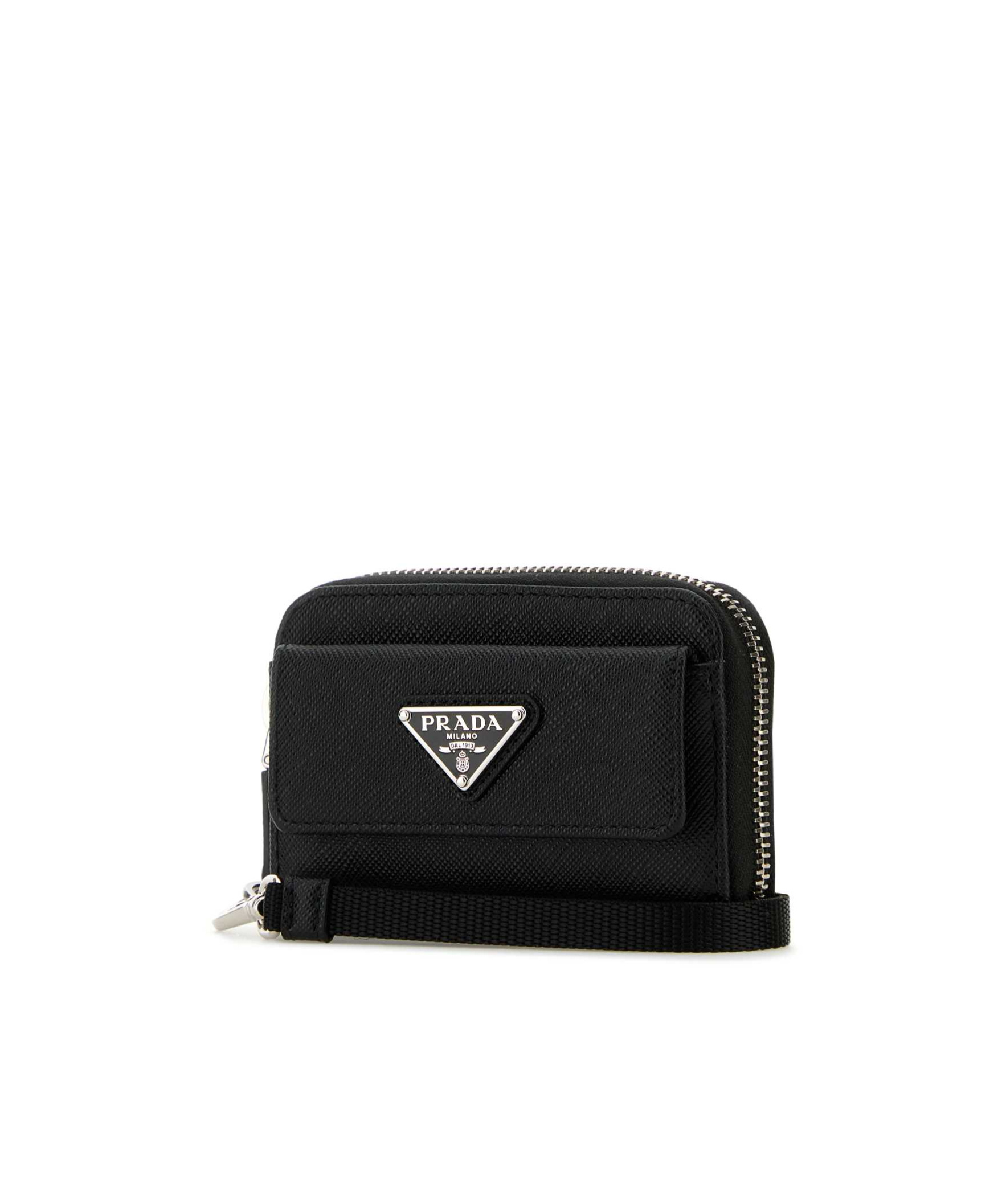 Prada Triangle-logo Zipped Wallet In Black