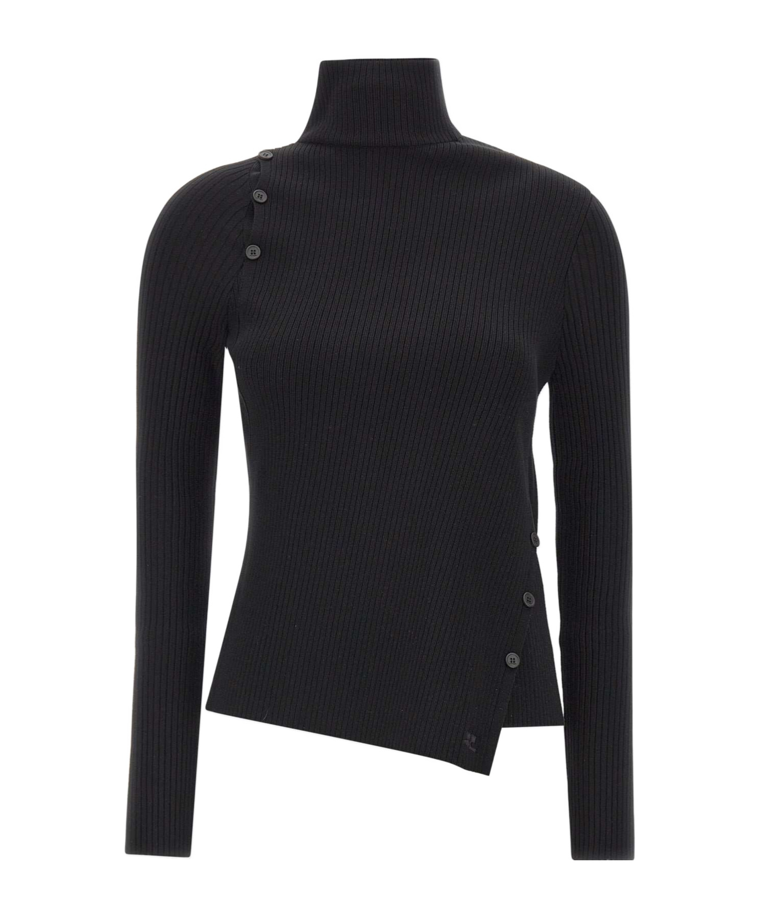 Courrèges High-neck Long-sleeved Sweater In Black