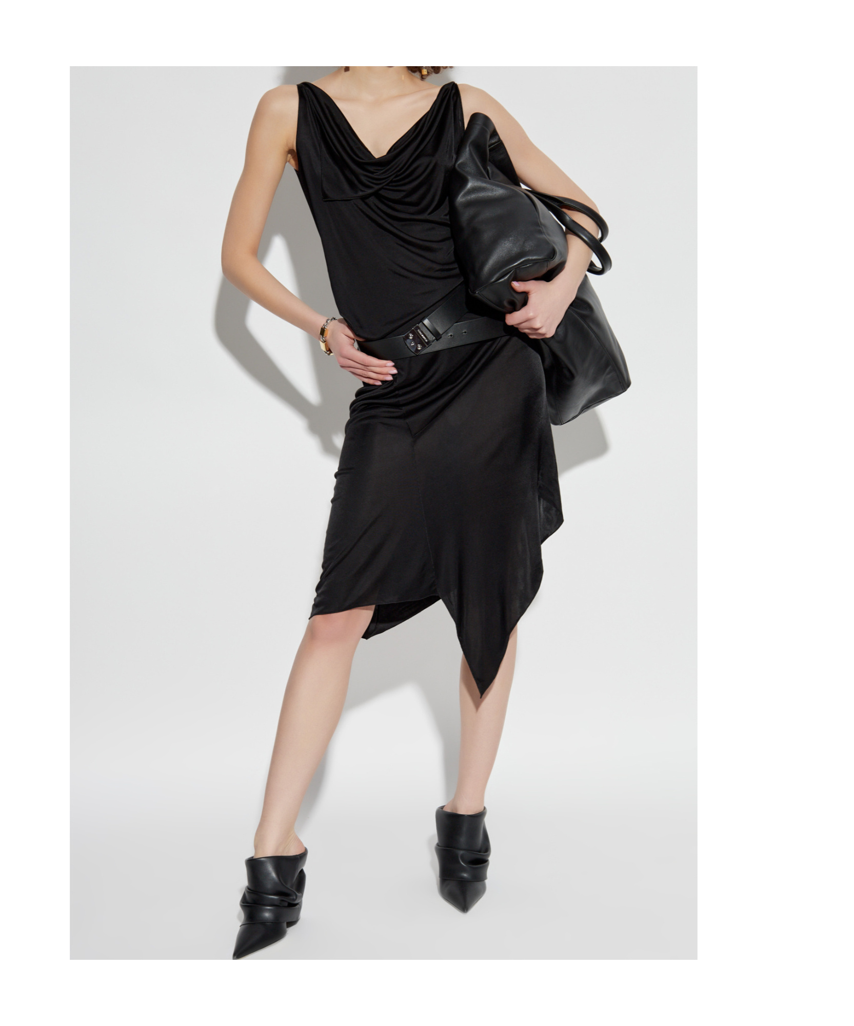 Dsquared2 Cowl-neck Midi Dress In Black