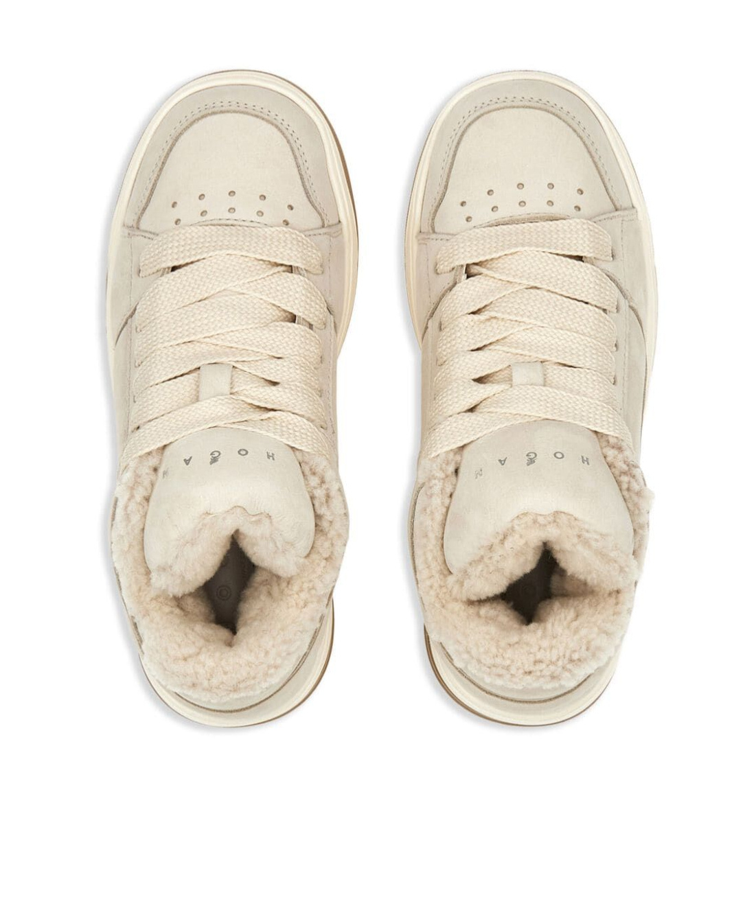 Hogan Round Toe Low-top Rubber Sole Sneakers In White