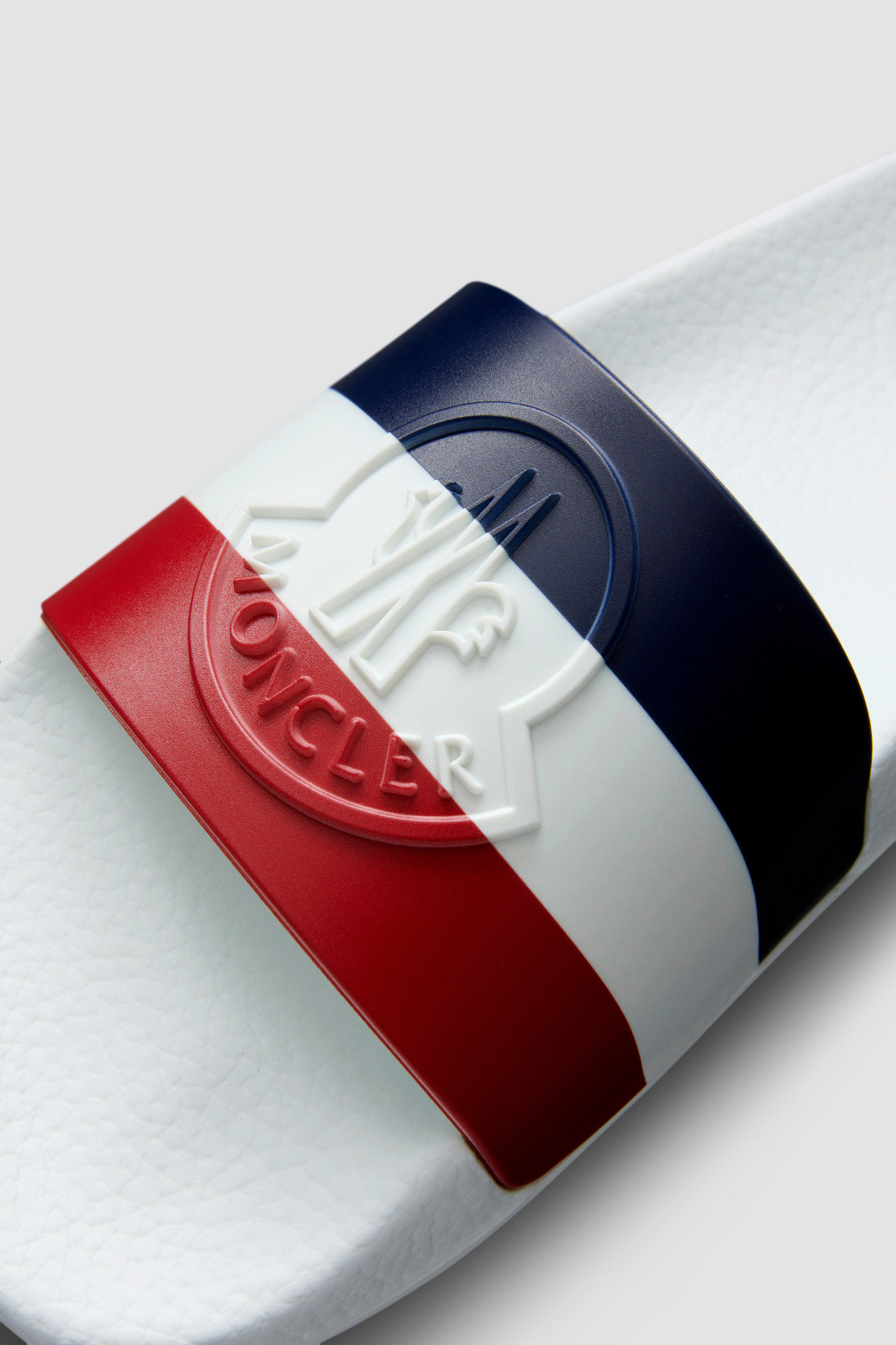 Shop Moncler Basile Rubber Slides In Gray