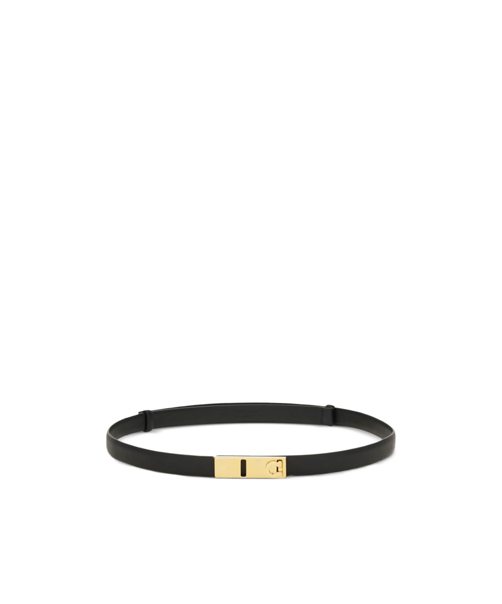 Ferragamo Salvatore Rectangular Buckled Thin Belt In Black