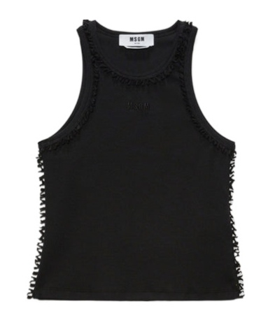 Msgm Logo-embroidered Tank Top In Black