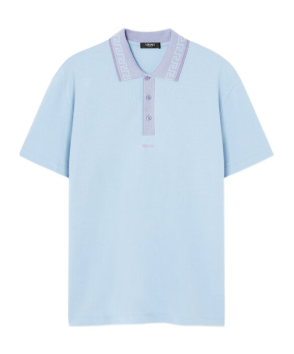 VERSACE VERSACE GRECA-COLLAR SHORT-SLEEVED POLO SHIRT