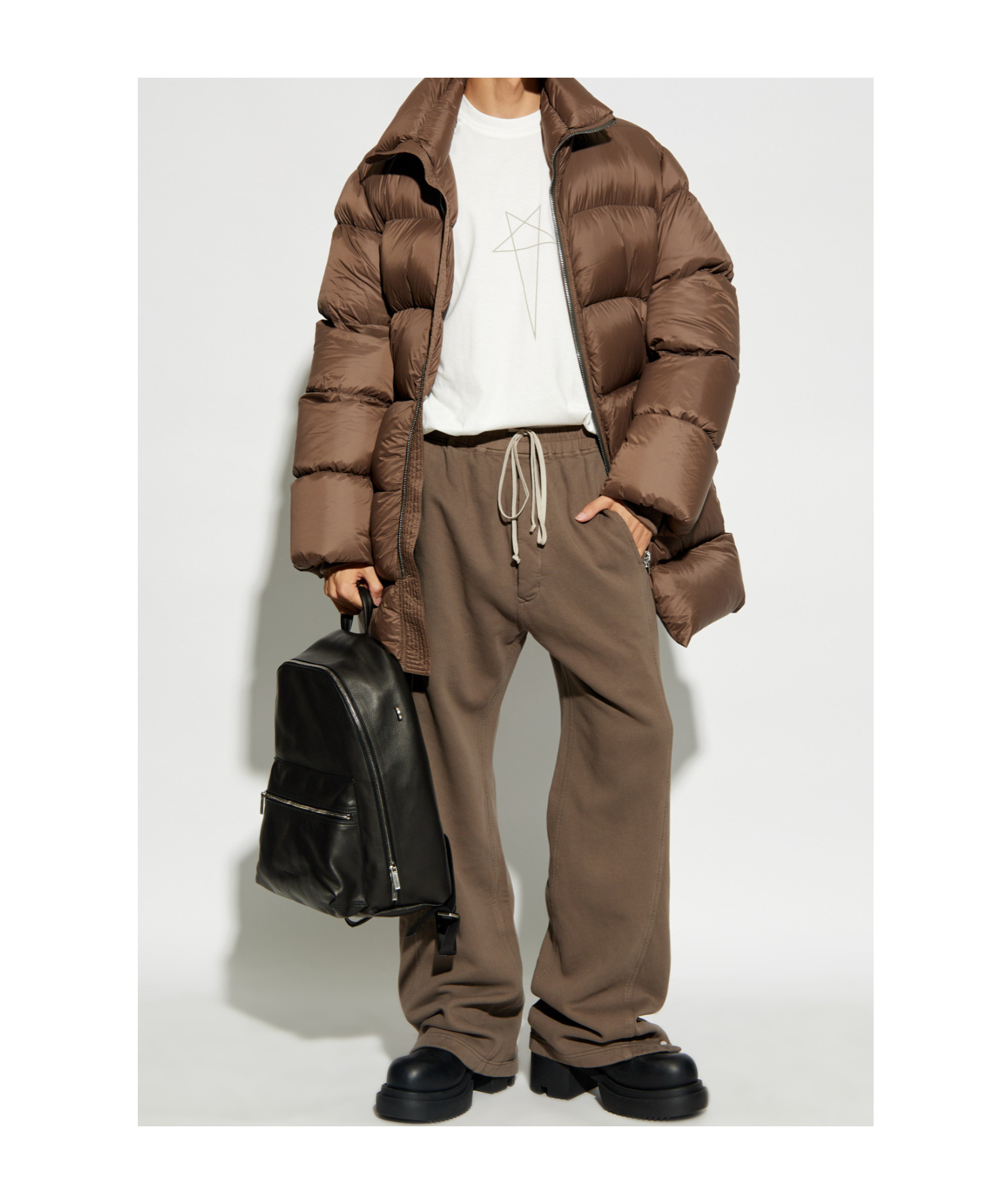 Rick Owens Mens Fawn Porterville Turtle Longline Regular-fit Shell-down Coat In Brown