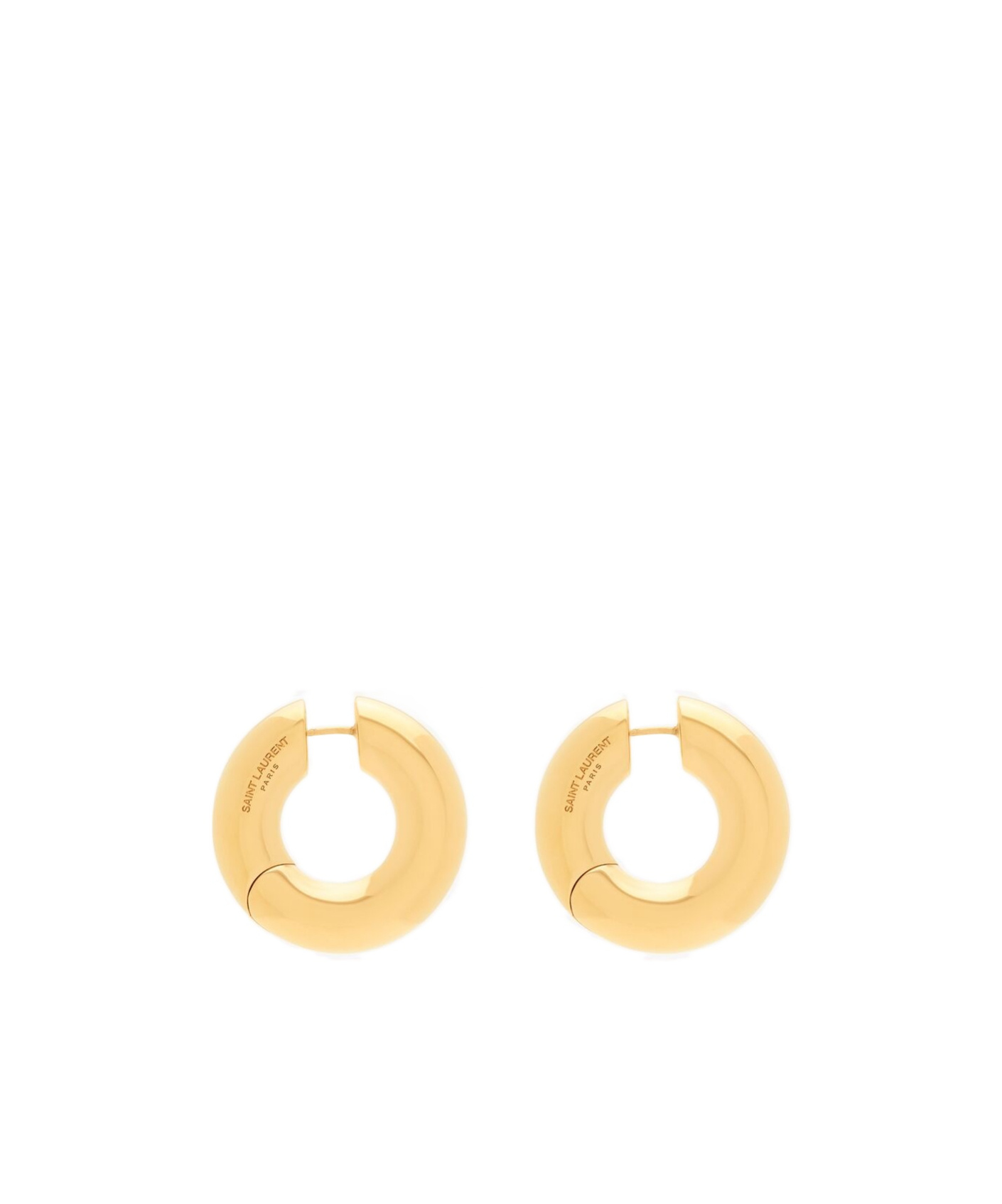 Saint Laurent Tube Hoop Earrings In Metal In Gold